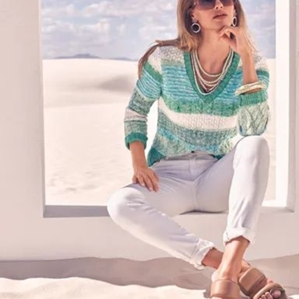 CAbi Mix Stitch V-Neck Sweater